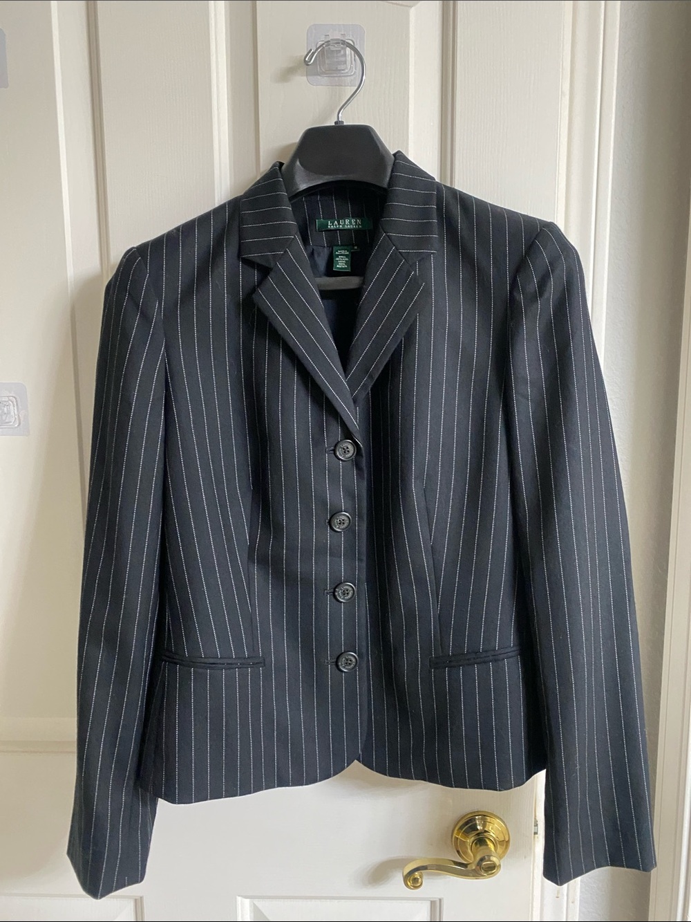 Lauren Ralph Lauren Black Pinstripe Tailored Women's Blazer